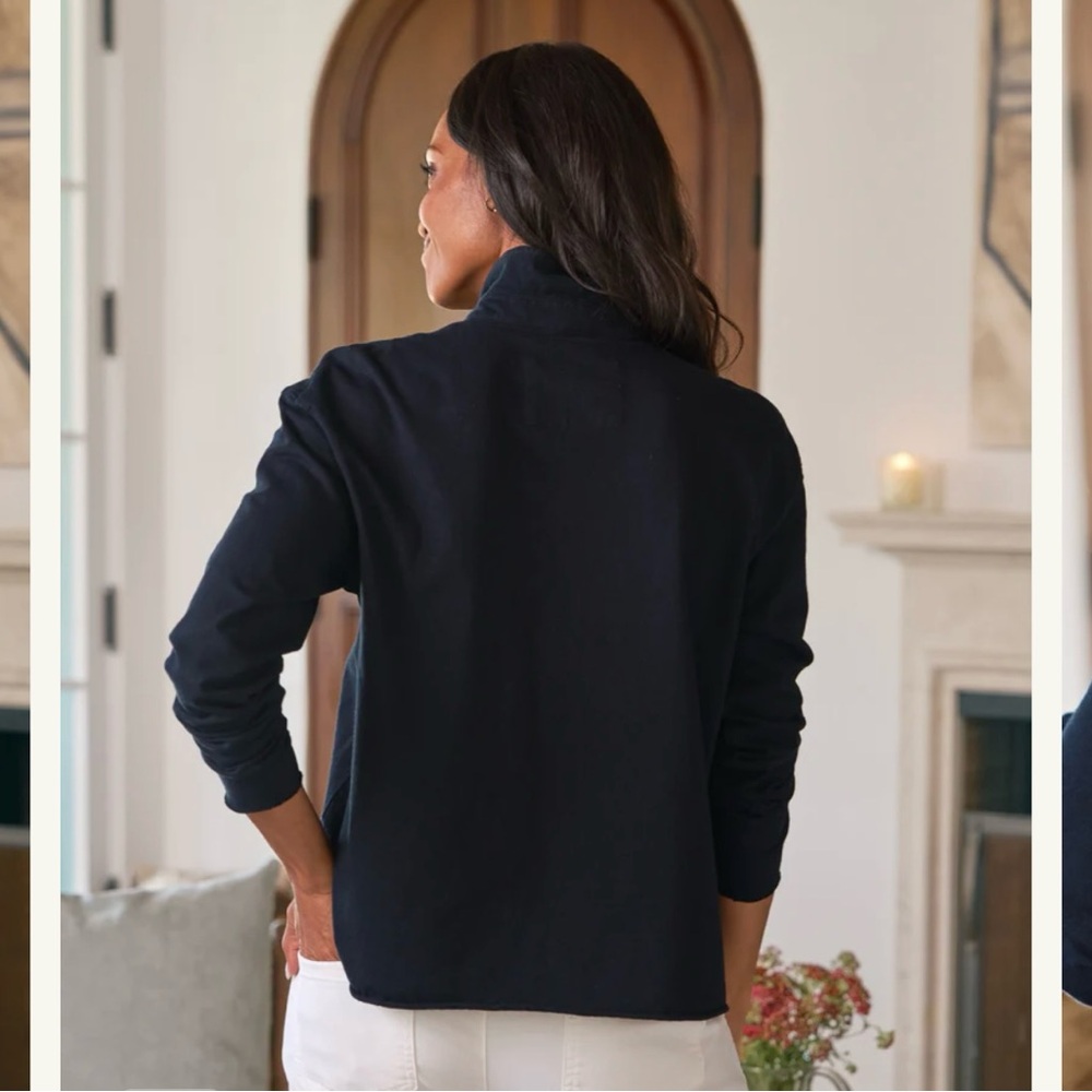 Frank & Eileen Womens large Patrick Popover Henley Heritage Jersey Shirt Navy - Picture 3 of 10